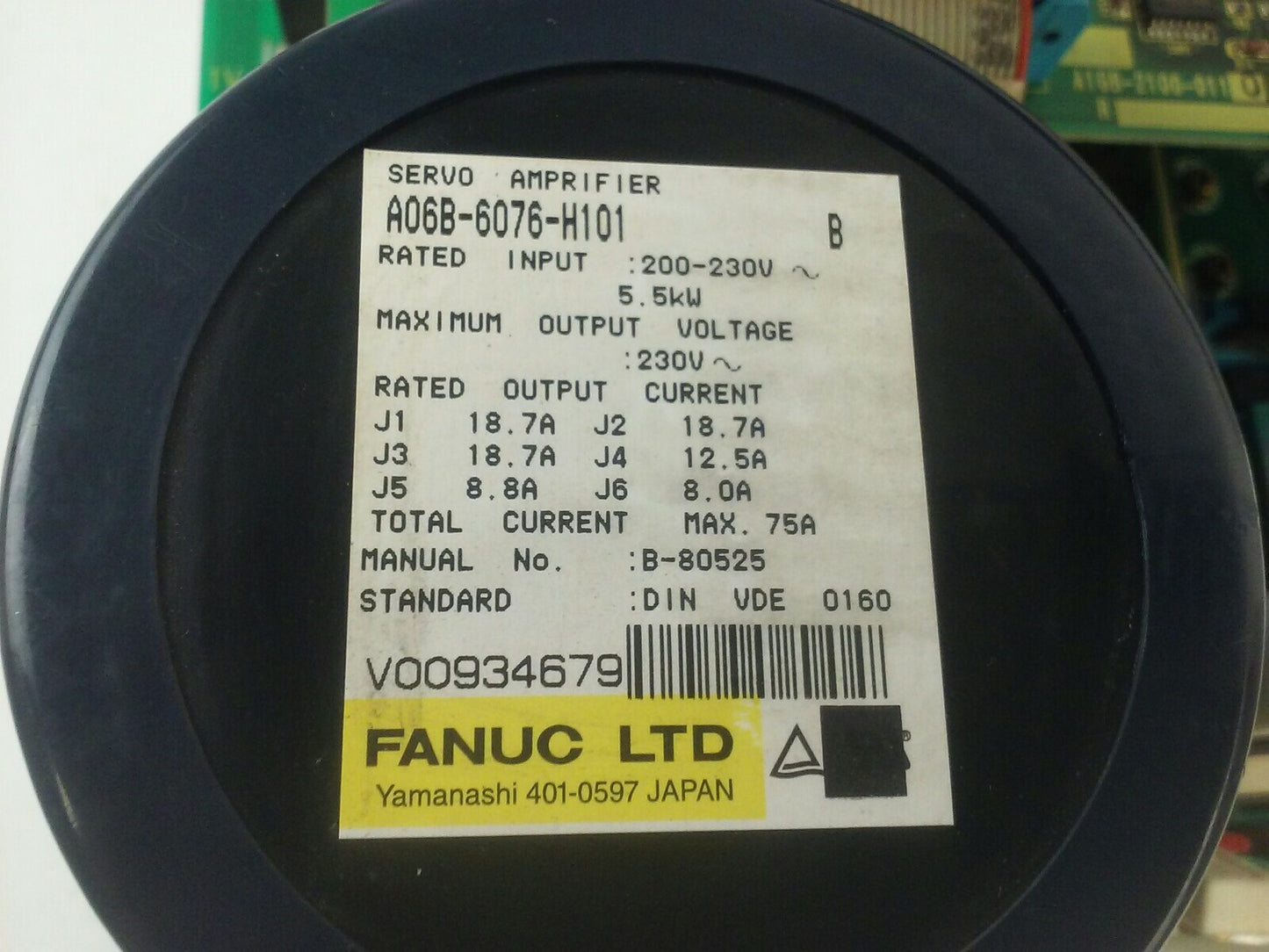 FANUC A06B-6076-H101 SERIES B SERVO AMPLIFIER MODULE 230V 5.5KW 18.7A