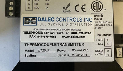 LAUREL ELECTRONIC LT20JF THERMALCOUPLE TRANSMITTER 85-264VAC