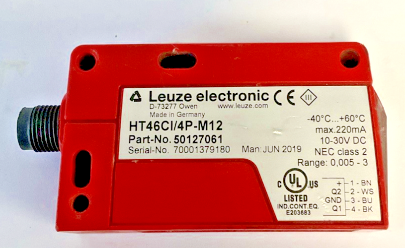 LEUZE HT46CI/4P-M12 PROXIMITY SWITCH 10-30VDC SENSOR 220MA CLASS 2