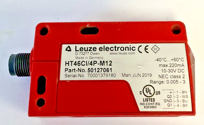 LEUZE HT46CI/4P-M12 PROXIMITY SWITCH 10-30VDC SENSOR 220MA CLASS 2