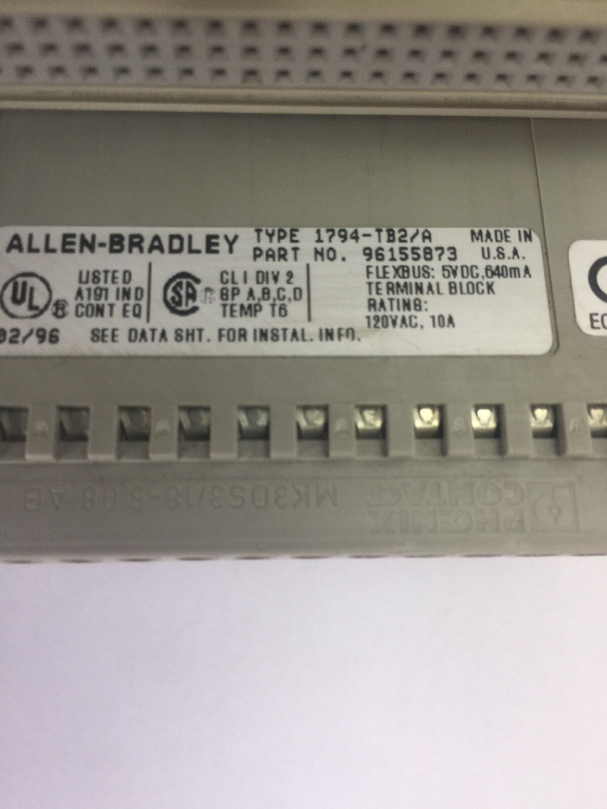 ALLEN BRADLEY 1794-TB2/A FLEXBUS TERMINAL BLOCK 5VDC 640mA