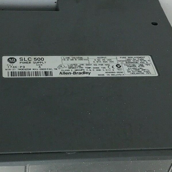 ALLEN BRADLEY 1746-P3 POWER SUPPLY SER.A  W/ 1746-A10 10 SLOT RACK