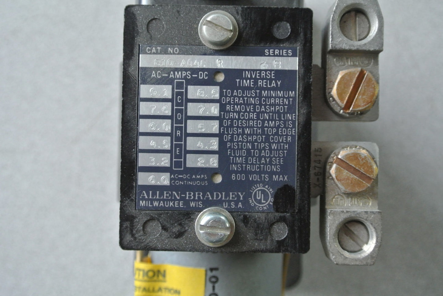 ALLEN-BRADLEY 810-A04CR Ser. B MAGNETIC OVERLOAD RELAY 600V 6A AC/DC NEW SURPLUS