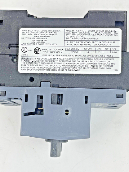 SIEMENS - 3RV2011-1CA10 - CIRCUIT BREAKER / MOTOR PROTECTOR