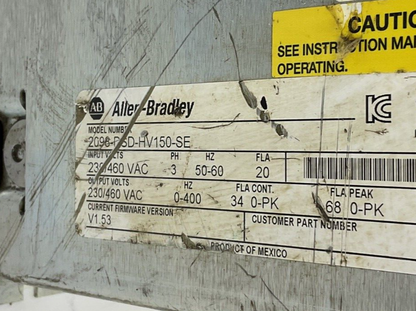 ALLEN BRADELY 2098-DSD-HV150-SE SERVO DRIVE SER.B  3PH FIRM. V1.53 ***PARTS***