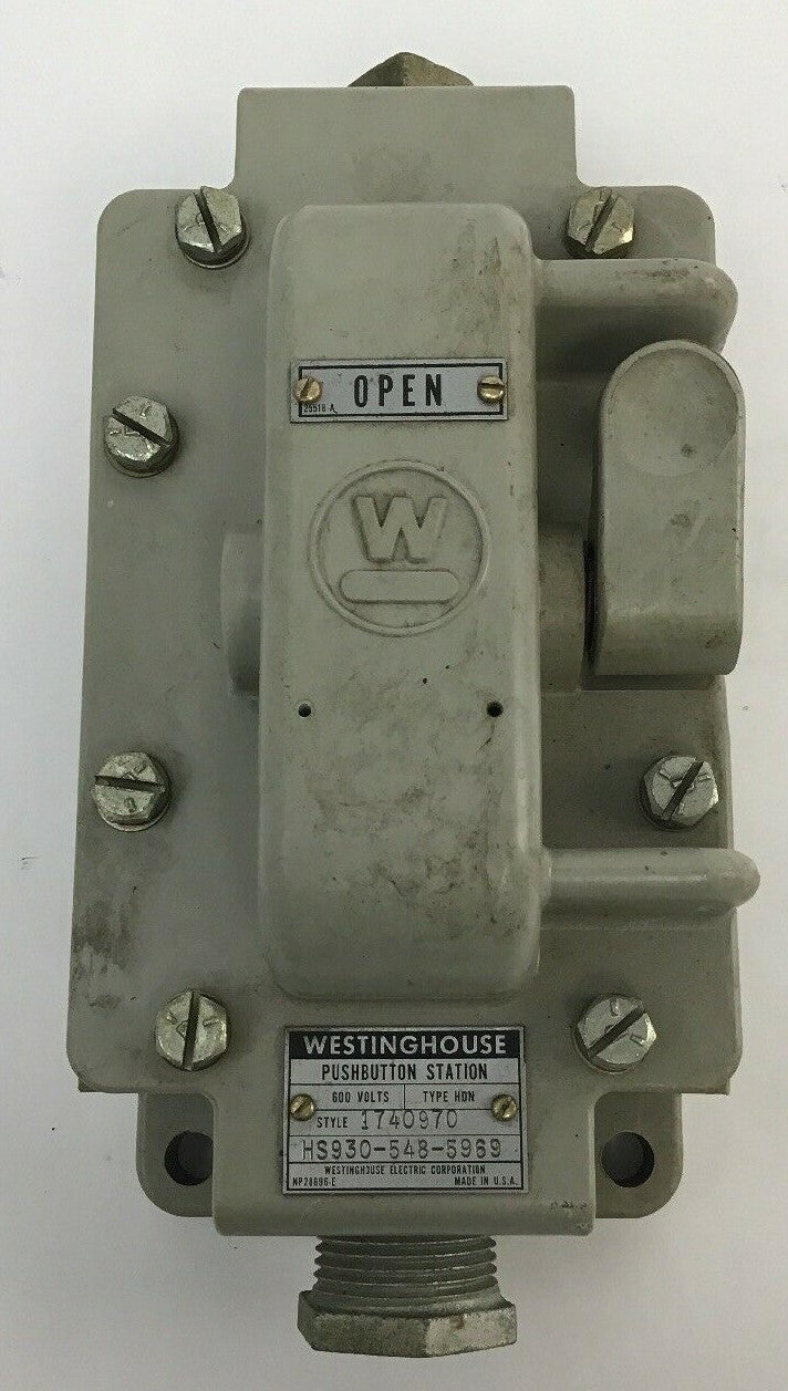 WESTINGHOUSE PUSHBUTTON STATION TYPE HDN STYLE 1740970, HS930-548-5969 600VOLTS