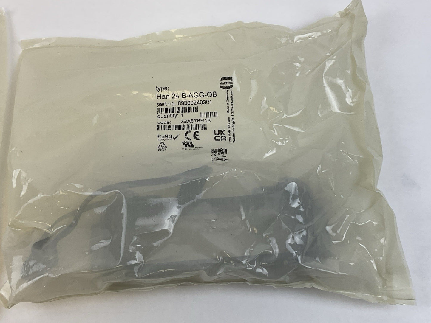 HARTING HAN 24B-AGG-QB, HINGED HOUSING CONNECTOR, 09300240301 LOT OF 2