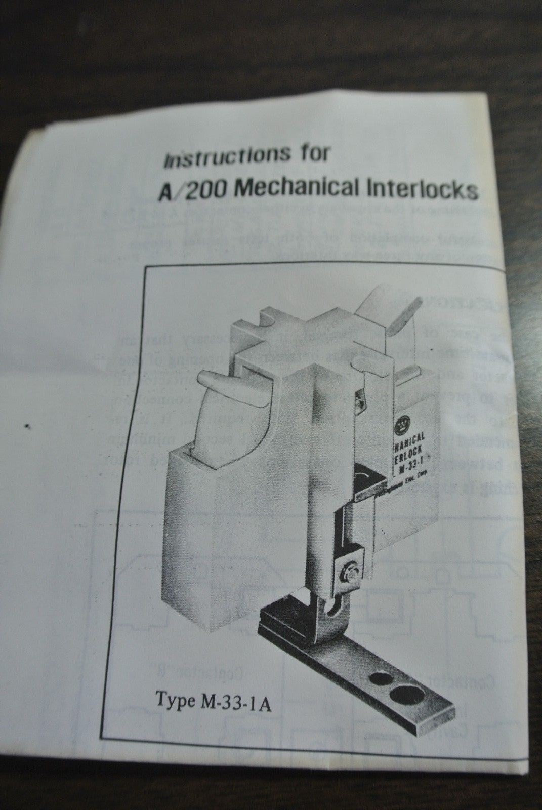 WESTINGHOUSE M34-1A - MECHANICAL INTERLOCK for SERIES A/200 UNITS - NEW SURPLUS