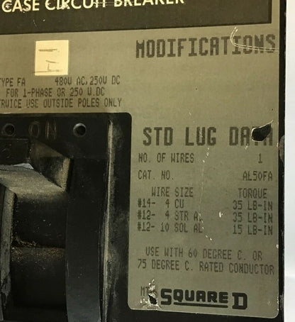 SQUARE D FA34015 CIRCUIT BREAKER 15A 480VAC 250VDC SER.2