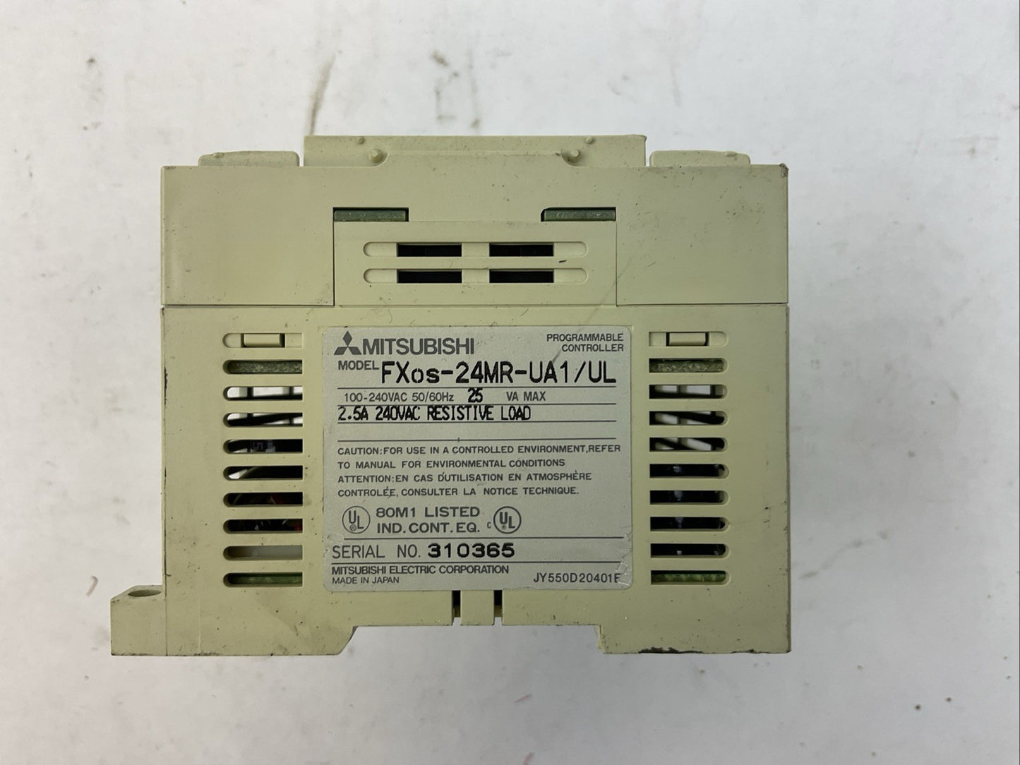 MITSUBISHI FXos-24MR-UA1/UL PROGRAMMABLE CONTROLLER 100-240VAC 50/60HZ 2.5A 25VA