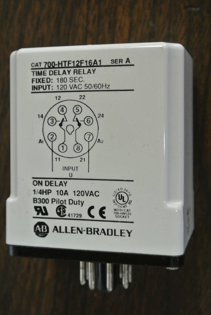 ALLEN-BRADLEY 700-HTF12F16A1 ON-DELAY 180-SEC. FIX TIMING RELAY 120V NEW SURPLUS