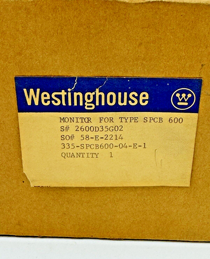 WESTINGHOUSE - 2600D35G02 - MONITOR FOR TYPE SPCB 600 - 600 A/ 600VAC