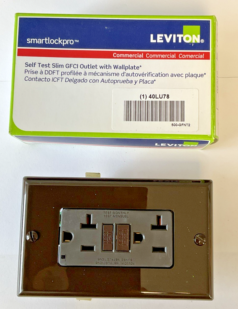 LEVITON GFNT2 GFCI OUTLET W/ WALLPLATE 20A 125V