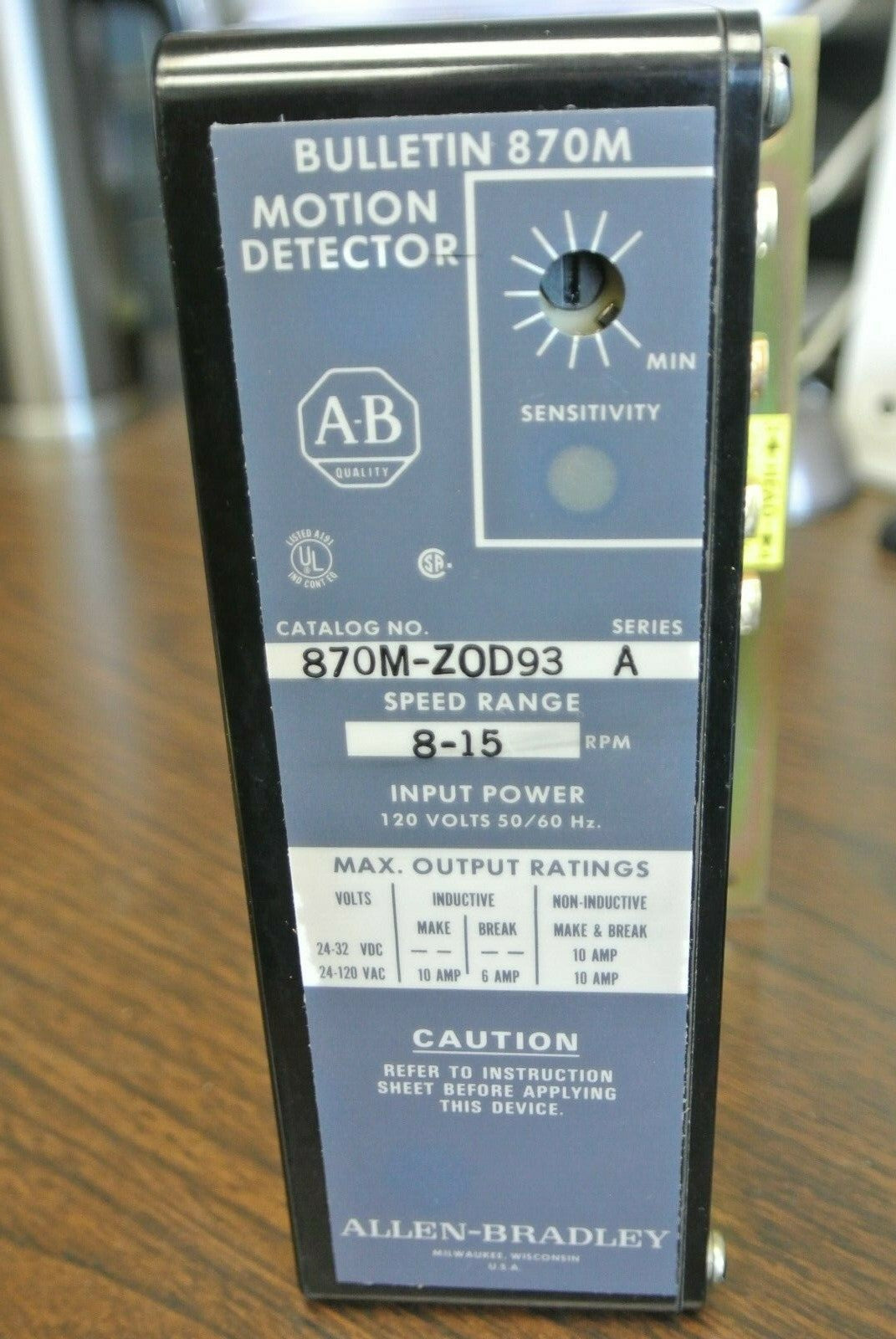 ALLEN-BRADLEY 870M-ZOD93 Ser. A / MOTION DETECTOR 8-15 RPM / NEW SURPLUS