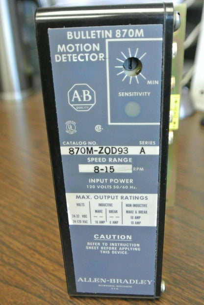 ALLEN-BRADLEY 870M-ZOD93 Ser. A / MOTION DETECTOR 8-15 RPM / NEW SURPLUS