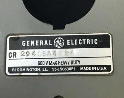 GE CR2940BA402A GENERAL PURPOSE ENCLOSURE 600V MAX HEAVY DUTY