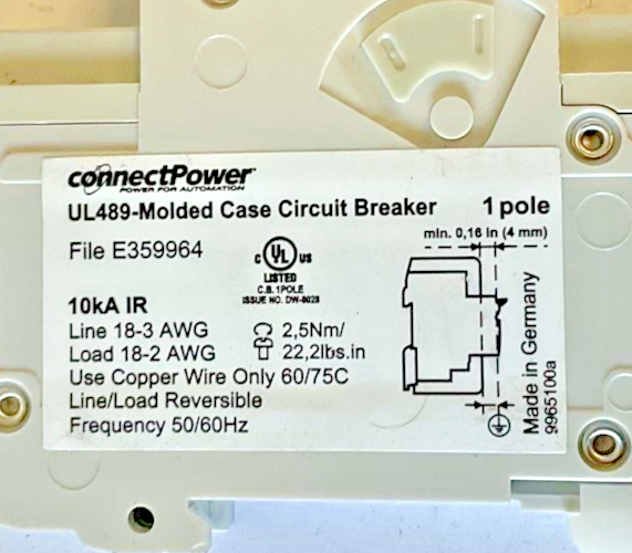 CONNECT POWER BR1C05AC CIRCUIT BREAKER C0.5 277VAC 10KA ***LOTOF3***