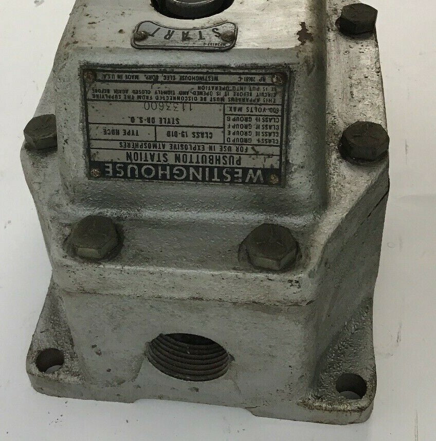 WESTINGHOUSE TYPE HDCE PUSHBUTTON STATION 1133600 CLASS 15-010 600VOLTS