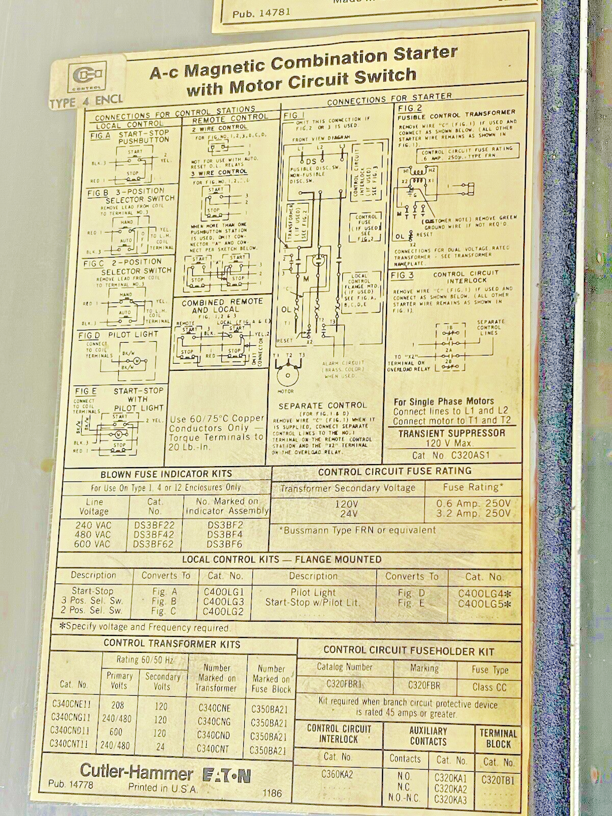 CUTLER HAMMER - A30CWA0 A2- COMBINATION MOTOR STARTER WITH MOTOR CIRCUIT SWITCH