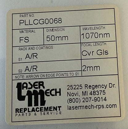 LASER MECH PLLCG0068 LENS 50MM WAVE-1070NM CVR GLS
