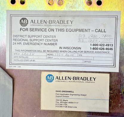 ALLEN-BRADLEY 1334-DOB-K7-G4 ADJUSTABLE FREQUENCY DRIVE 460V 3PH 11.3A