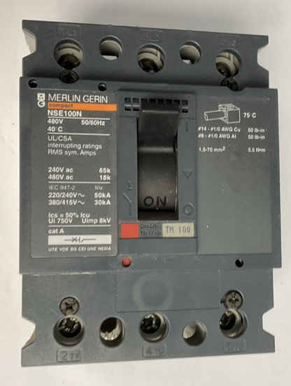 MERLIN GERIN NSE100N NENL34100 CIRCUIT BREAKER 100A 480V