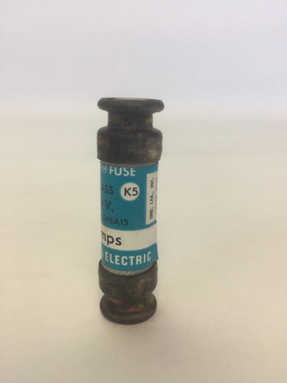 GE GF6A15 CLASS K5 CLF FUSE 15AMP 250VAC (LOT OF 6)