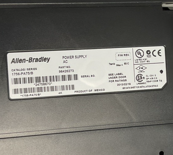 ALLEN BRADLEY 1756-PA75/B AC POWER SUPPLY