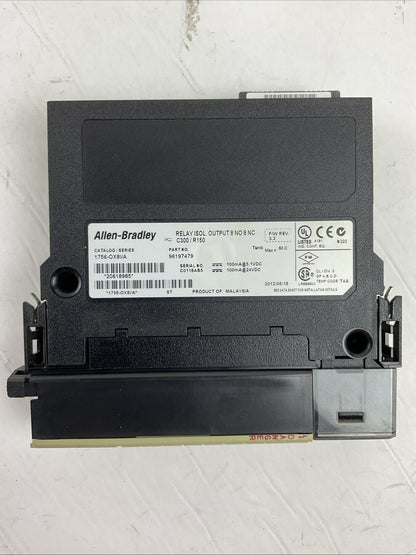 ALLEN BRADLEY 1756-OX8I SER A F/W REV 3.2 RELAY ISOL. OUTPUT 8NO 8NC C300 / R150