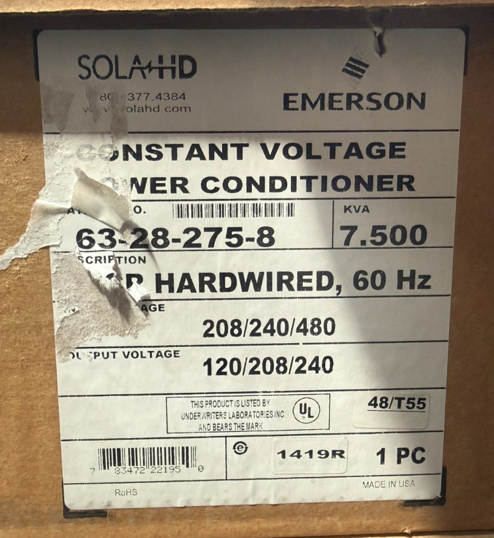 EMERSON 63-28-275-8 MINI/MICRO COMPUTER REGULATOR 520V 7500VA