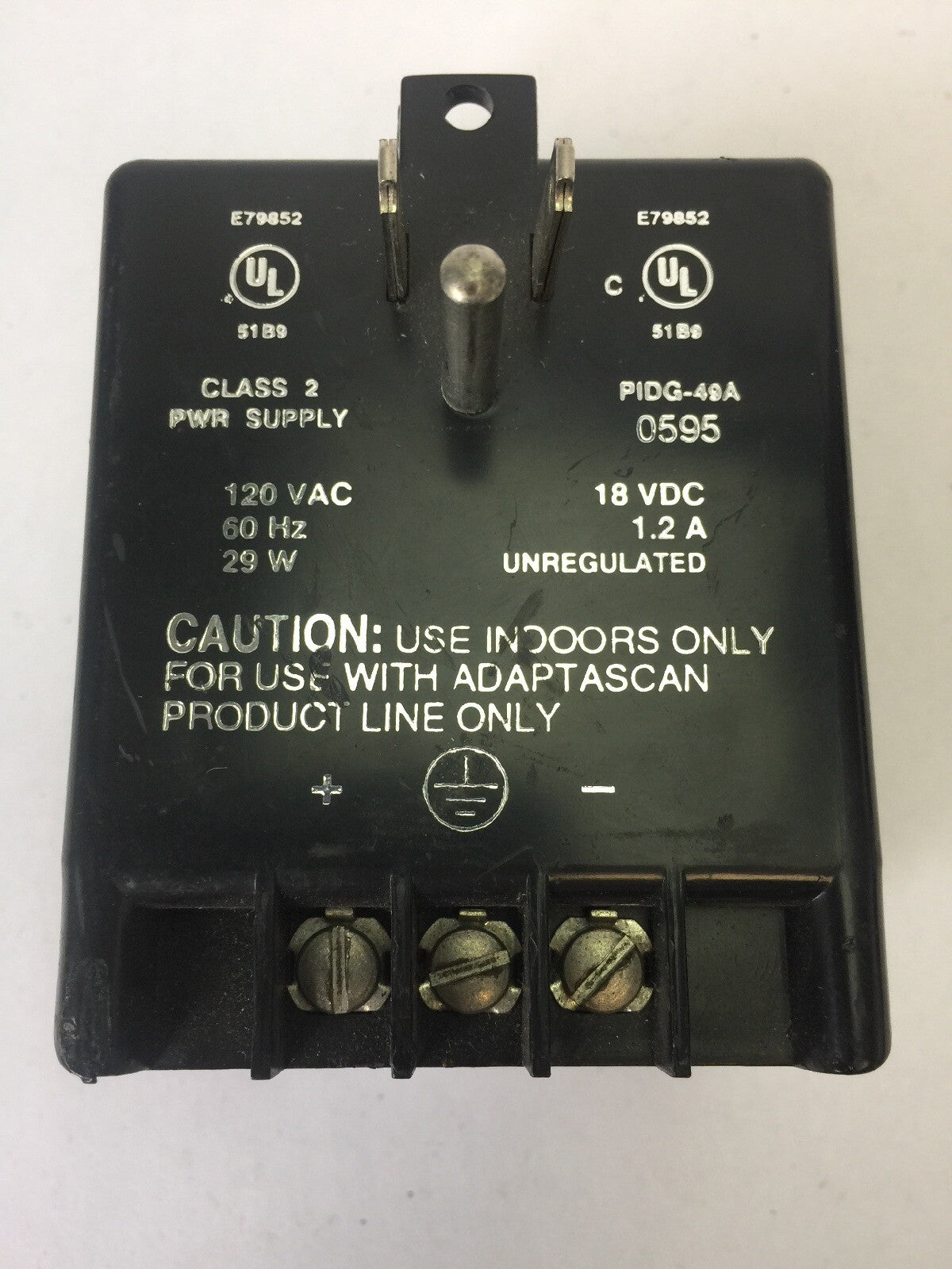 ALLEN BRADLEY 2755-PW46 ADAPTSCAN WALLMOUNT SUPPLY 120VAC 29W 18VDC 1.2A CLASS 2