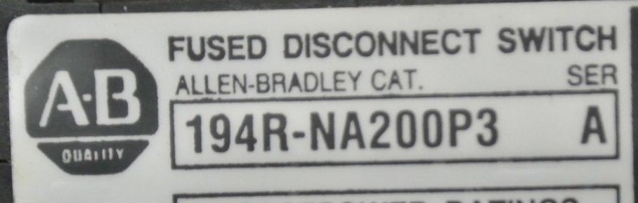 ALLEN-BRADLEY 194R-NA200P3 DISCONNECT SWITCH