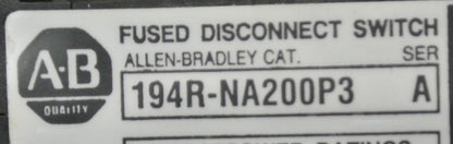 ALLEN-BRADLEY 194R-NA200P3 DISCONNECT SWITCH
