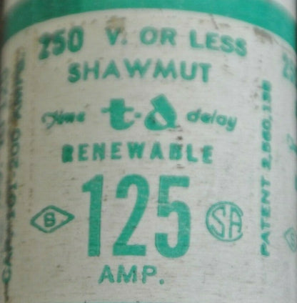 LOT of 3 / SHAWMUT RF125 RENEWABLE FUSE / 125A / 250V / NEW SURPLUS