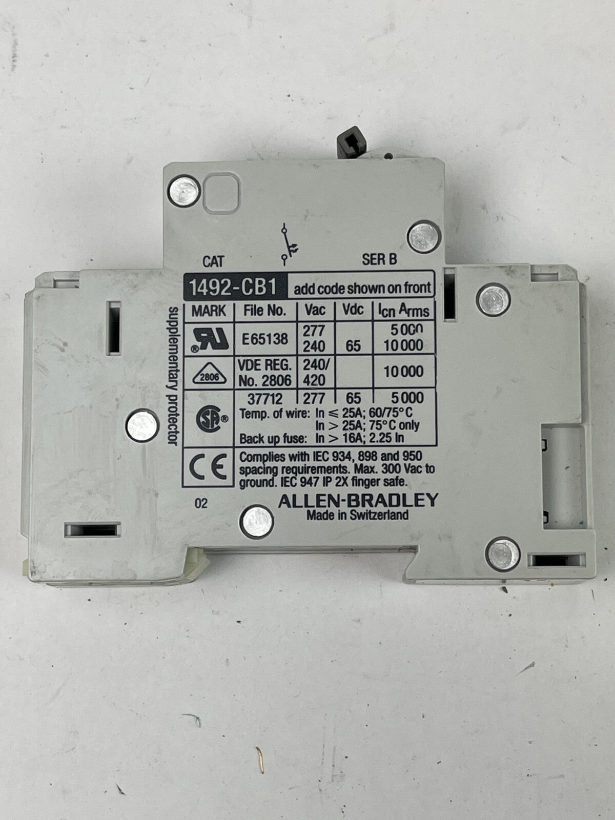 ALLEN BRADLEY - 1492-CB1 *LOT OF 5* -1A, 3A, 3A, 4A, 5A -G 010, G030, G040, G050