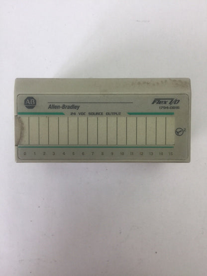 ALLEN BRADLEY 1794-OB16 24VDC SOURCE OUTPUT MODULE SER A REV A01 FLEXBUS 5VDC