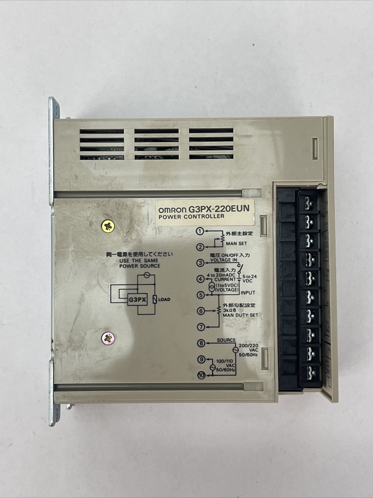 OMRON G3PX-220EUN POWER CONTROLLER LOAD: 100/110VAC 200/220VAC 20A INPUT 5-24VDC