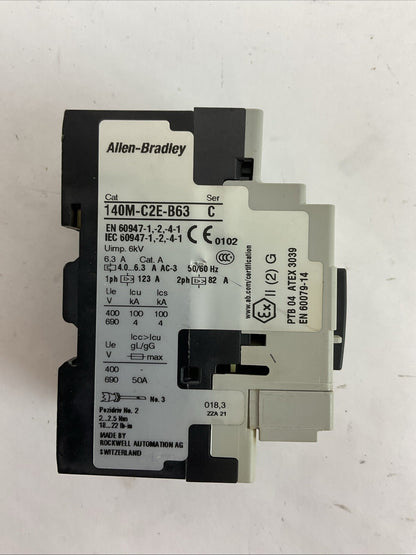 ALLEN BRADLEY 140M-C2E-B63 SER C MOTOR CIRCUIT BREAKER 4.0-6.3A 140M-C-AFA11