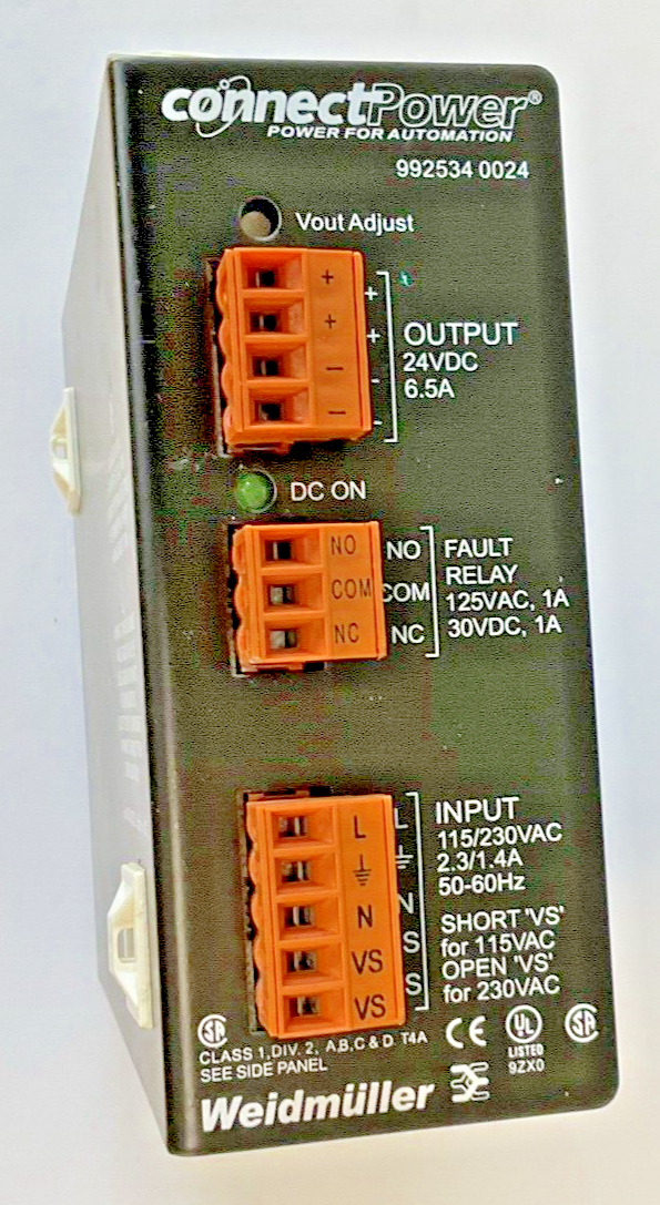 WEIDMULLER 992534 0024 CONNECTPOWER POWER SUPPLY 24VDC 6.5A