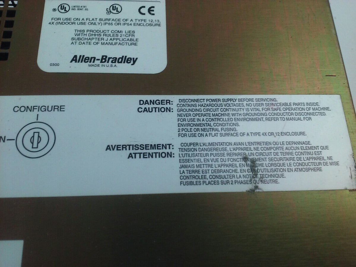 ALLEN BRADLEY 2711E-T10C6 SER. D REV. A  PANELVIEW 1000E TERMINAL FRN 5.14