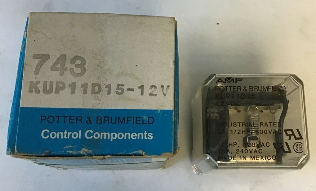 POTTER & BRUMFIELD KUP11D15 12VDC RELAY 600VAC 3A 1/2HP