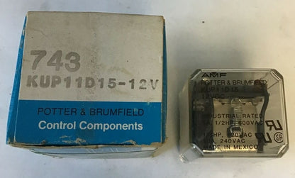 POTTER & BRUMFIELD KUP11D15 12VDC RELAY 600VAC 3A 1/2HP