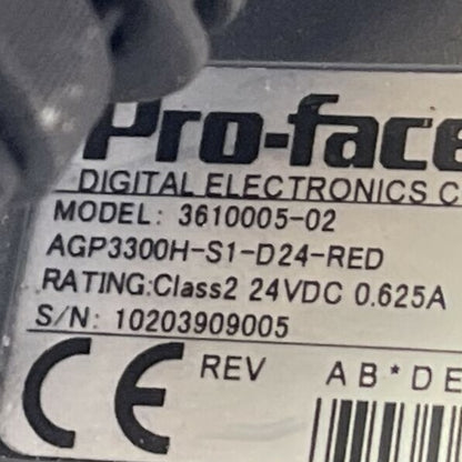 PRO-FACE 3610005-02 OPERATOR PANEL 24VDC 0.625A R REV: A
