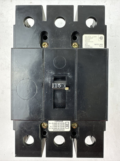WESTINGHOUSE GC3015 CIRCUIT BREAKER 3POLE 15AMP 240VAC 125/250VDC