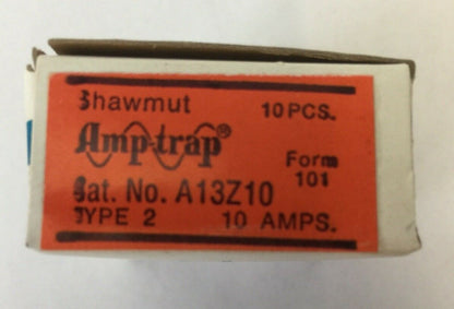 GOULD SHAWMUT AMPTRAP A13Z10 FUSE 10 AMP 130VAC TYPE 2 FORM 101 (BOX OF 10 PCS)