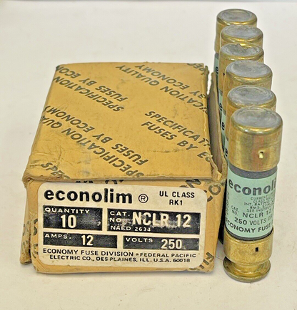 ECONOLIM *BOX OF 6* - NCLR 12 - 12 AMP, 250 VAC, CURRENT-LIMITING CLASS RK1 FUSE