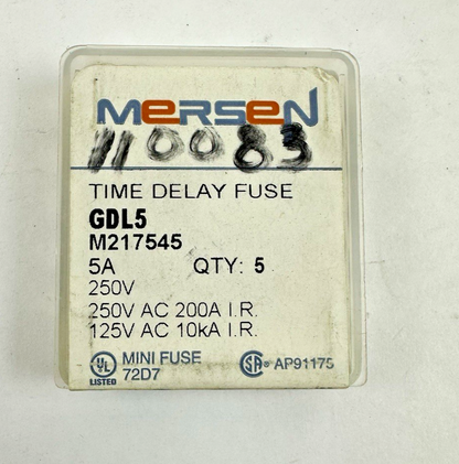 MERSEN GDL5 M217545 5A 250V SLOW TIME DELAY FUSE PACK OF 5 (LOT OF 6)