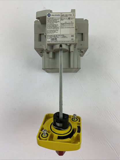 ALLEN BRADLEY 194R-J30-1753 SER A DISCONNECT SWITCH 194R-HS4E HANDLE SER A