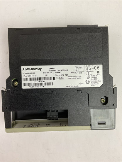 ALLEN BRADLEY 1756-DHRIO SER D CAT REV D01 F/W REV 6.2 DH+/RIO COMMUNICATIONS