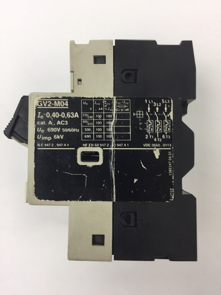 TELEMECANIQUE GV2-M04 MOTOR CIRCUIT BREAKER 0.4-0.63A